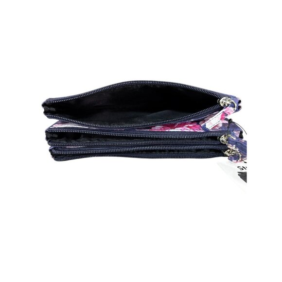 Mundi Stuff It Floral Wristlet Wallet With 3 Zip Compartments & Removable Card C - Picture 5 of 7